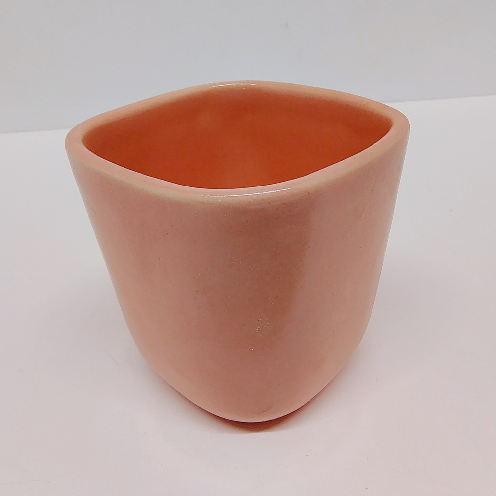 Sundance Pottery Peach Pink Geometric Bathroom Cup‎ Planter Succulent Holder 80s